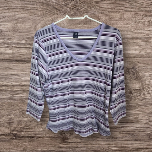 ⭐️GAP Purple Striped Top Size XL - Picture 1 of 5